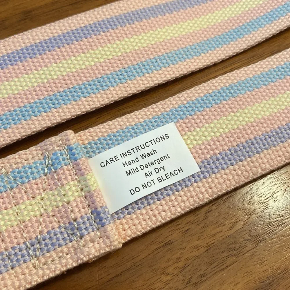 Pastel Pink Blue Yellow Purple Woven Gait Belt 60”